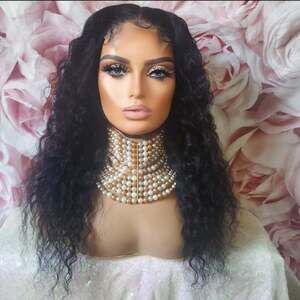 100%Human hair water wave lace closure wig